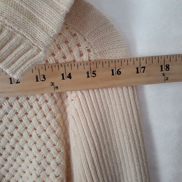 DKNY Jeans Cable Knit Shawl Neck Cardigan Sweater Women Small Cream Full Zip - Picture 5 of 10